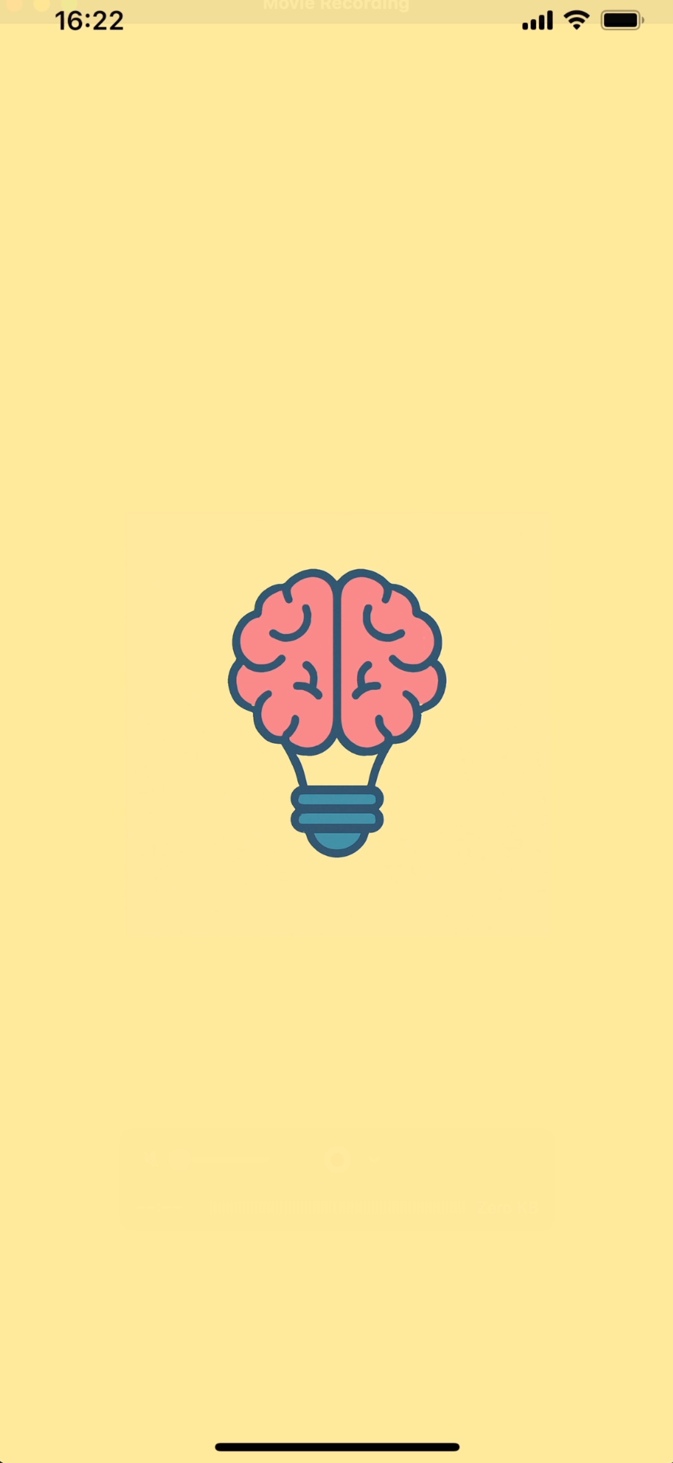 Brainiac opening on its brand screen, a brain shaped like a light bulb on quiz yellow