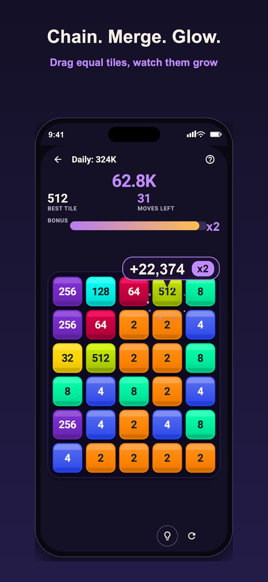 The daily board mid-chain, with the score climbing