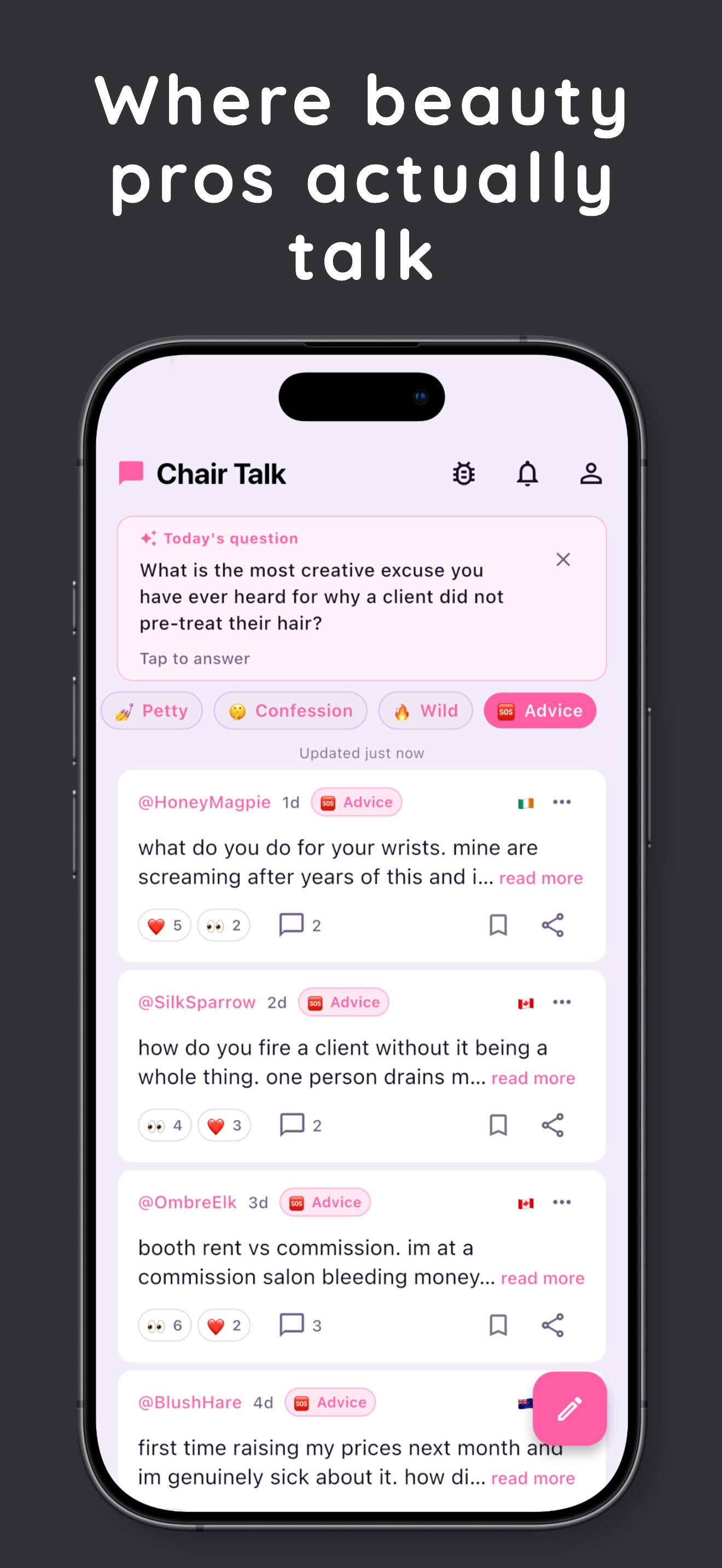 Chair Talk on iPhone, screen 2