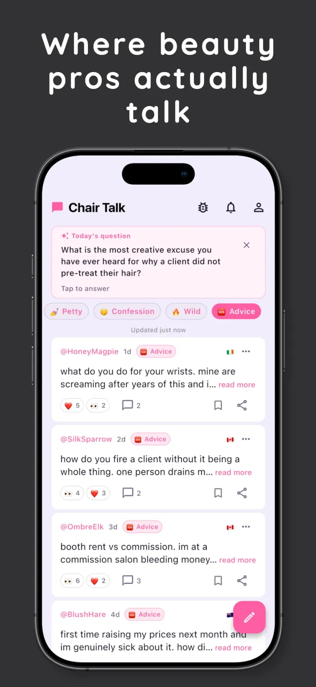 Chair Talk on iPhone, screen 2