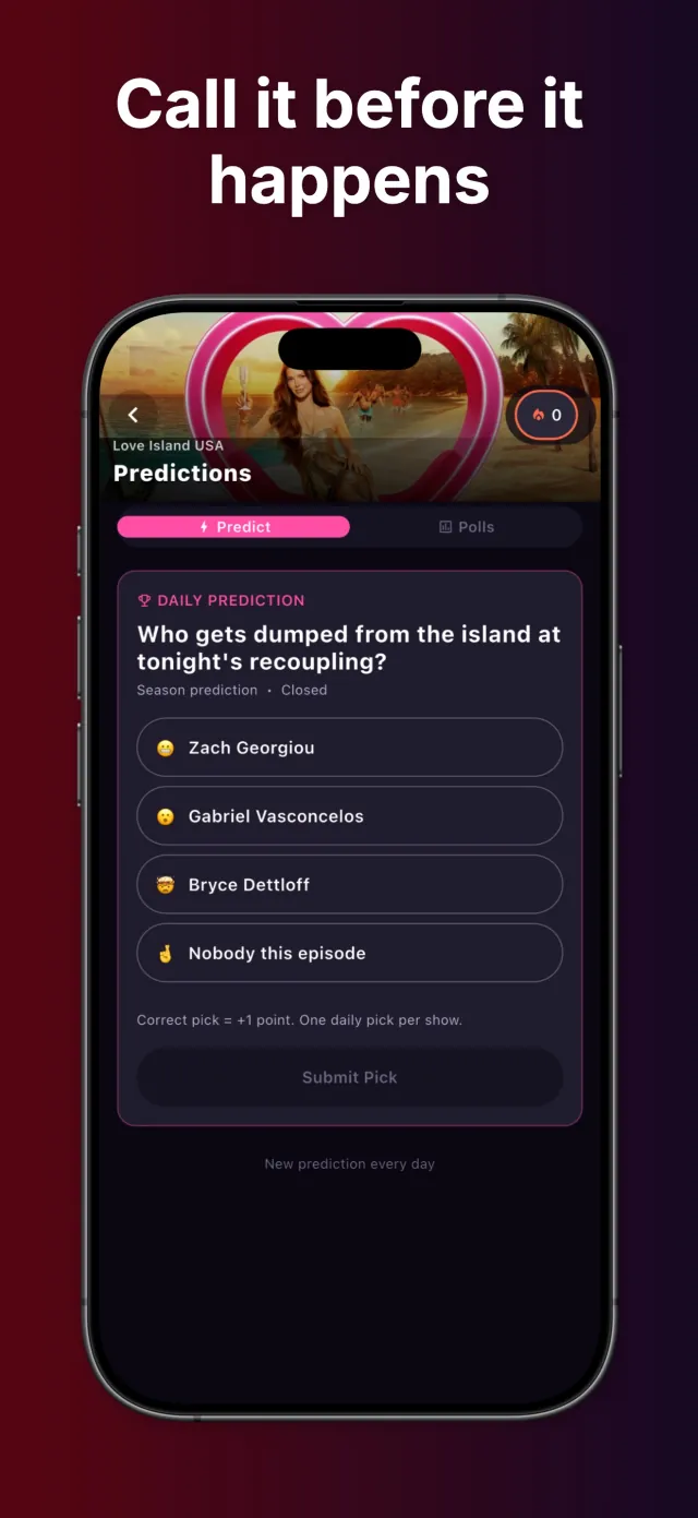 Couchfeed on iPhone: predictions game