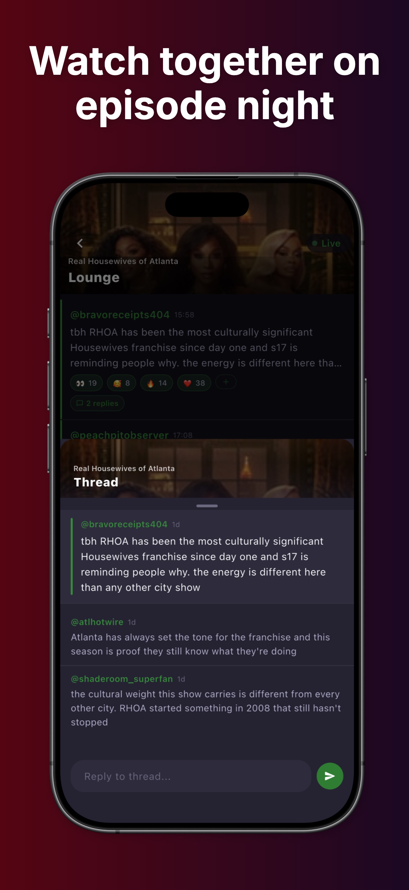 Couchfeed on iPhone: live episode-night thread