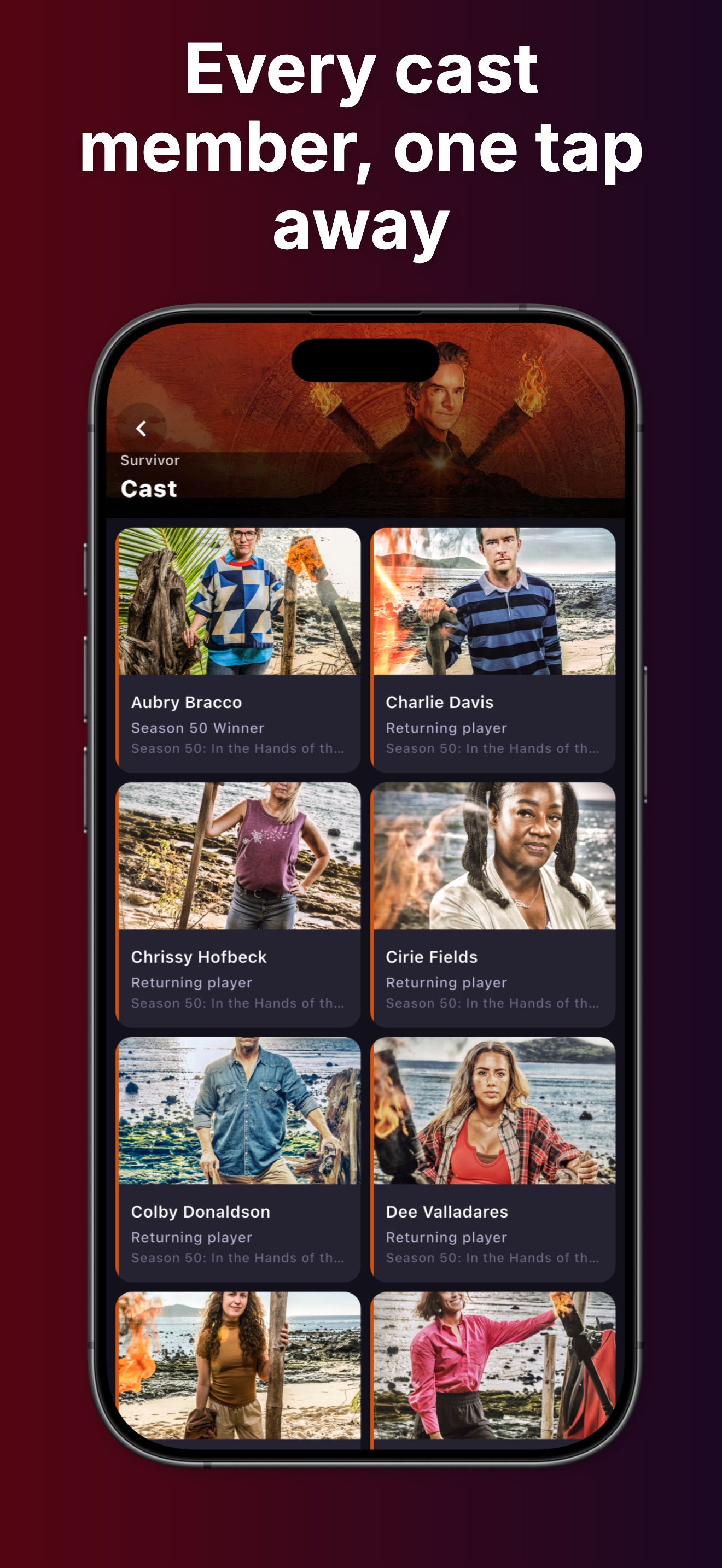 Couchfeed on iPhone: cast directory