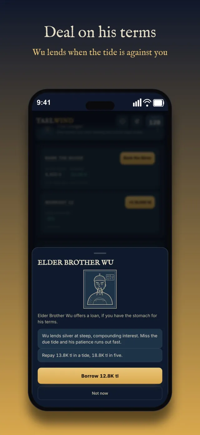 Taelwind loan sheet: Elder Brother Wu offers 12.8K tael of silver with the repayment terms stated before you borrow